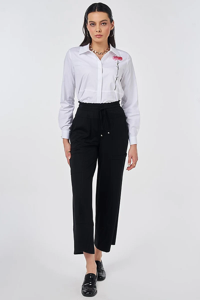 Cargo Pocket Rayon Trousers Black