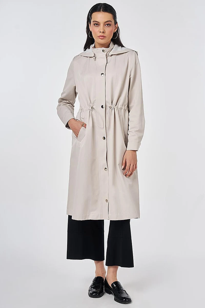 Hooded Trench Coat Stone
