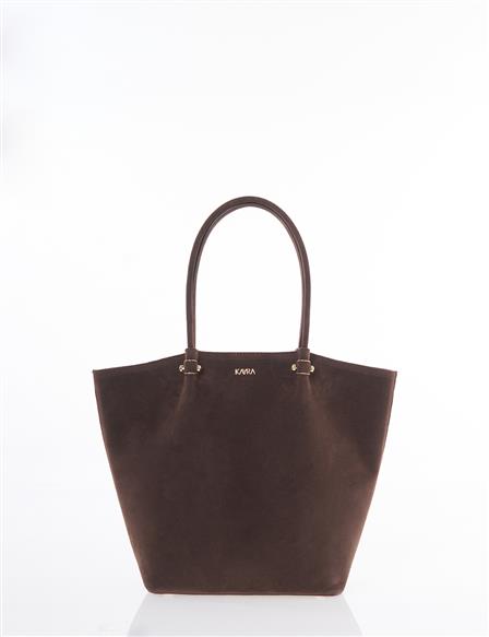 Suede Shoulder Bag Dark Brown