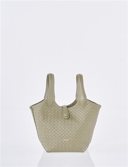 Faux Leather Handbag - Light Khaki
