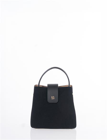Nubuck Bag with Cover in Black