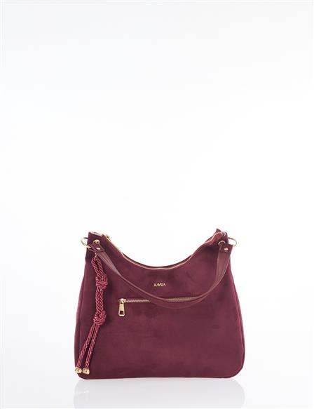 Logo Suede Bag Burgundy