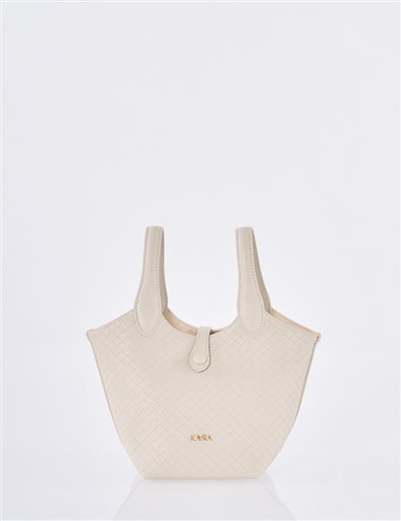 Faux Leather Handbag - Stone