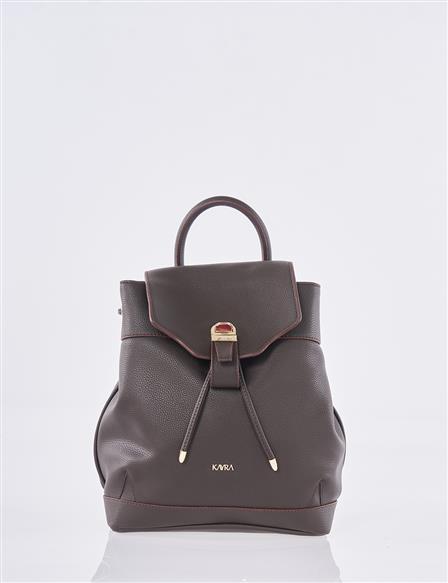 Faux Leather Backpack Dark Brown
