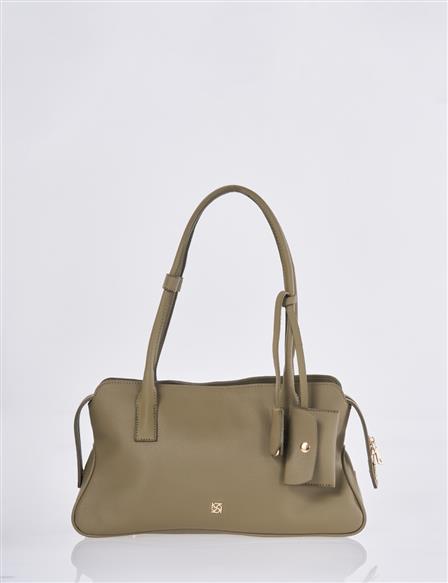 Faux Leather Shoulder Bag Khaki