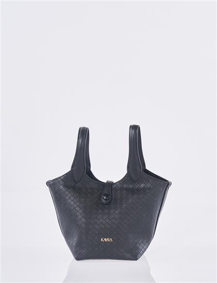 Faux Leather Handbag - Black