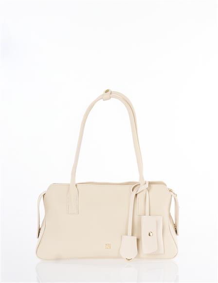 Faux Leather Shoulder Bag Cream