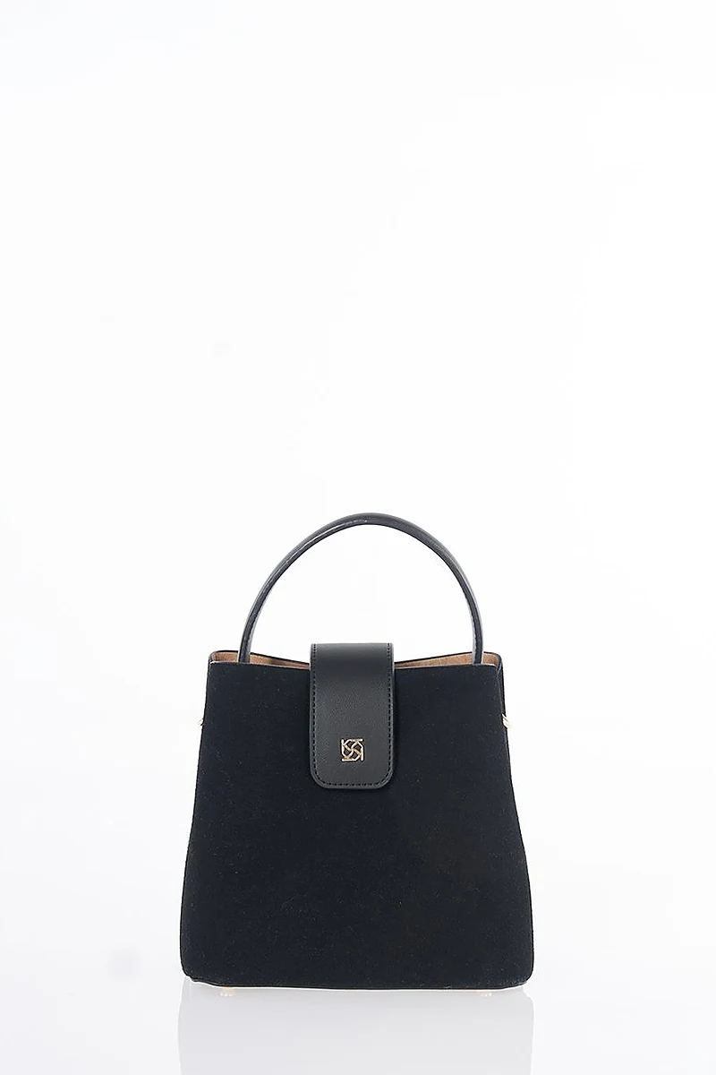 Nubuck Bag with Cover in Black