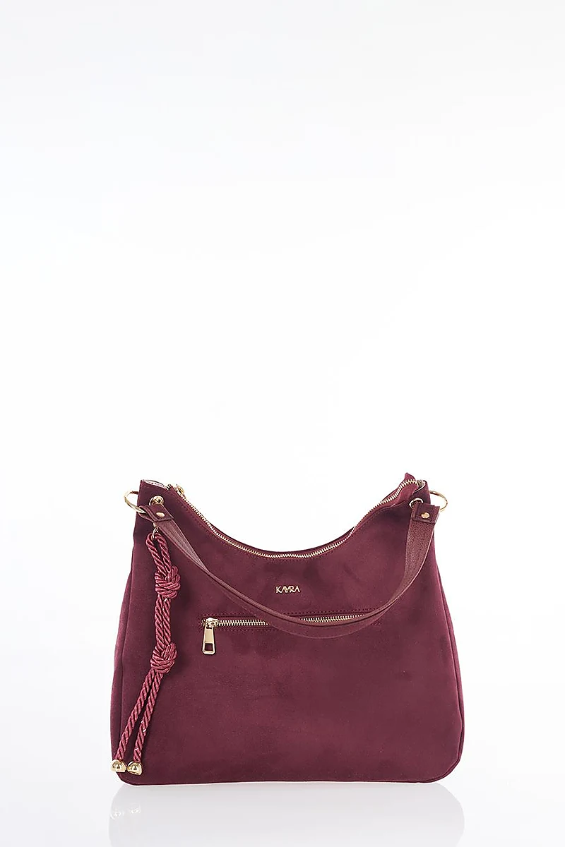Logo Suede Bag Burgundy