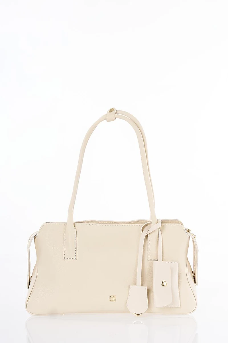 Faux Leather Shoulder Bag Cream