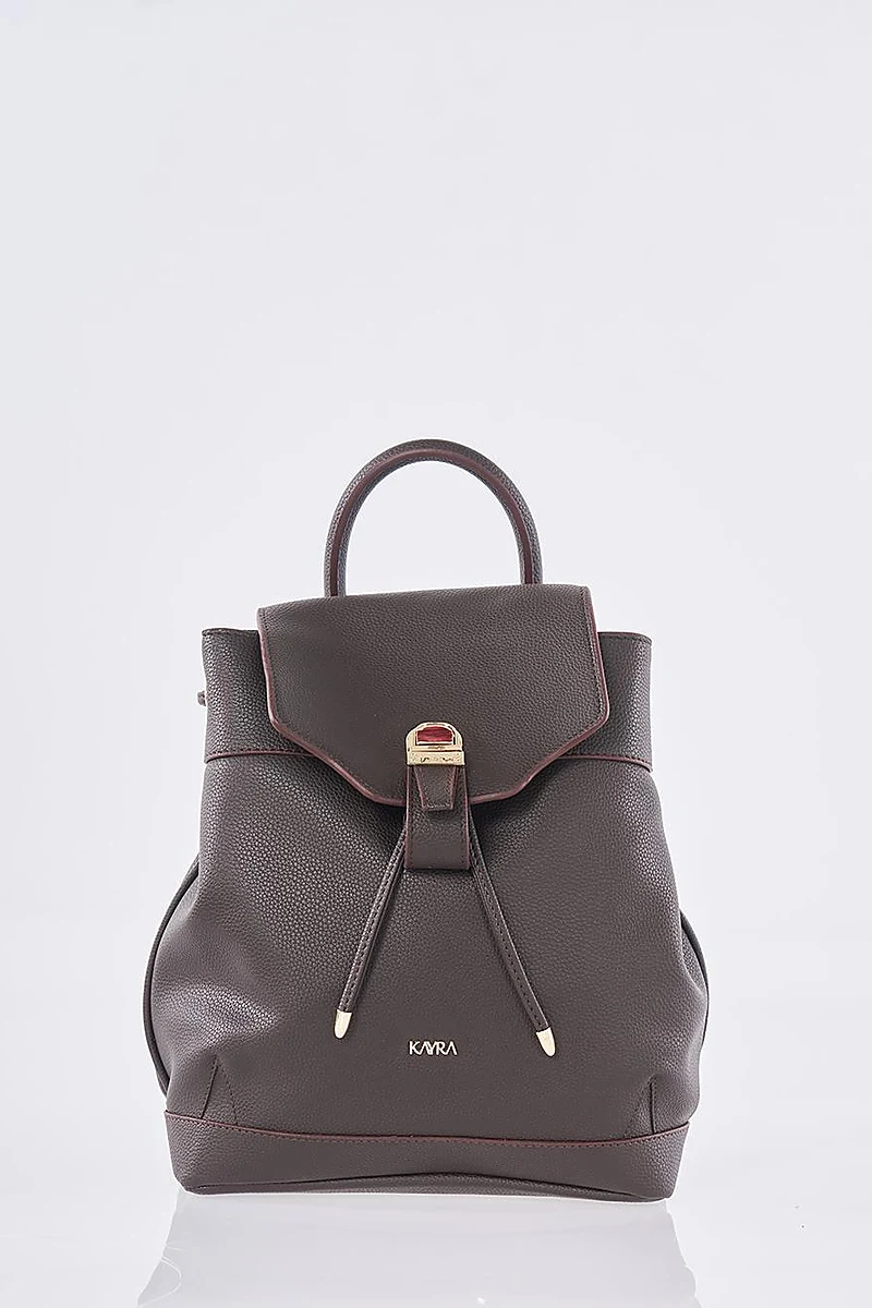 Faux Leather Backpack Dark Brown