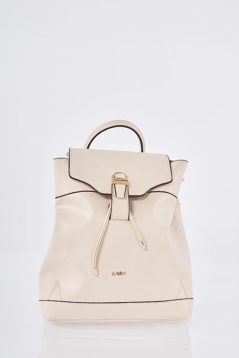 Faux Leather Backpack Cream