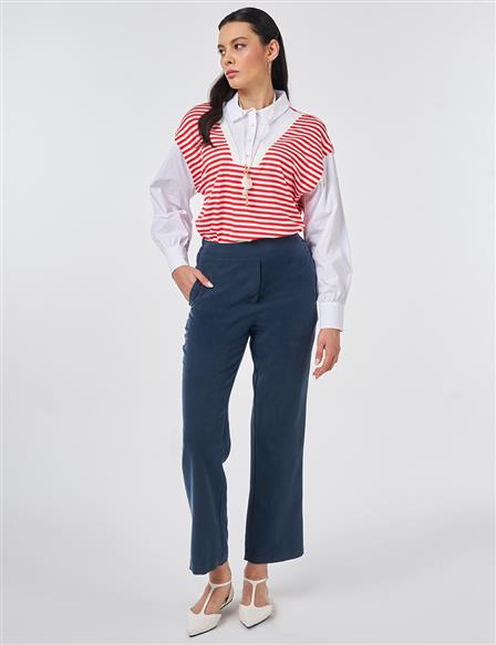 Elastic Waist Modal Trousers Dark Navy