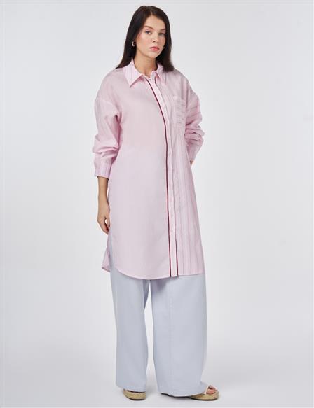 Shirt Collar Modal Long Tunic Powder