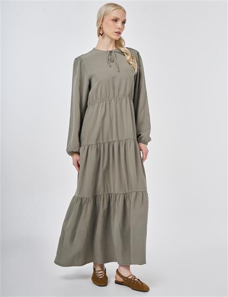 100% Lyocell Waist Detail Maxi Dress Khaki