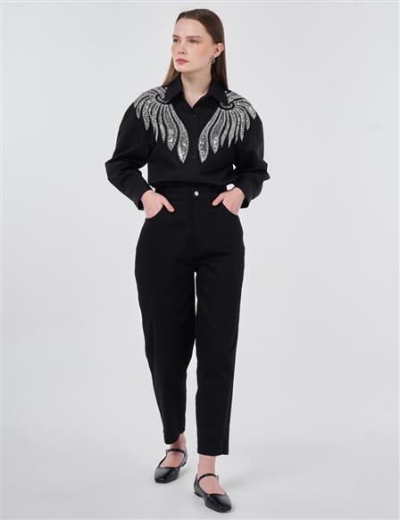 Carrot Fit Trousers Black 