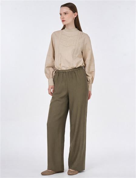 Rahat Kesim Rayon Pantolon Haki