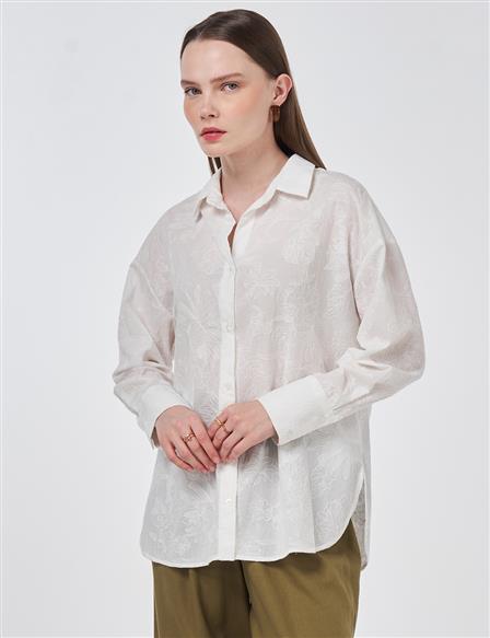 100% Cotton Embroidered Ecru Tunic