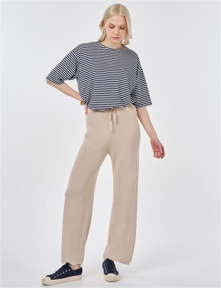 Relaxed Fit Knitted Trousers Stone