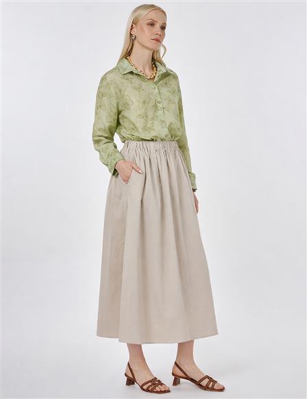 A-line Skirt with Pocket Detail Beige