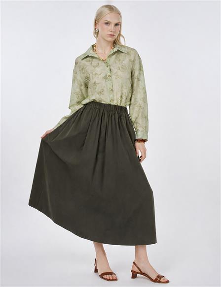 A-line Skirt with Pocket Detail Khaki