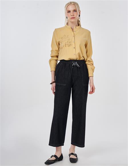 Denim Trousers with Bag Pockets Anthracite