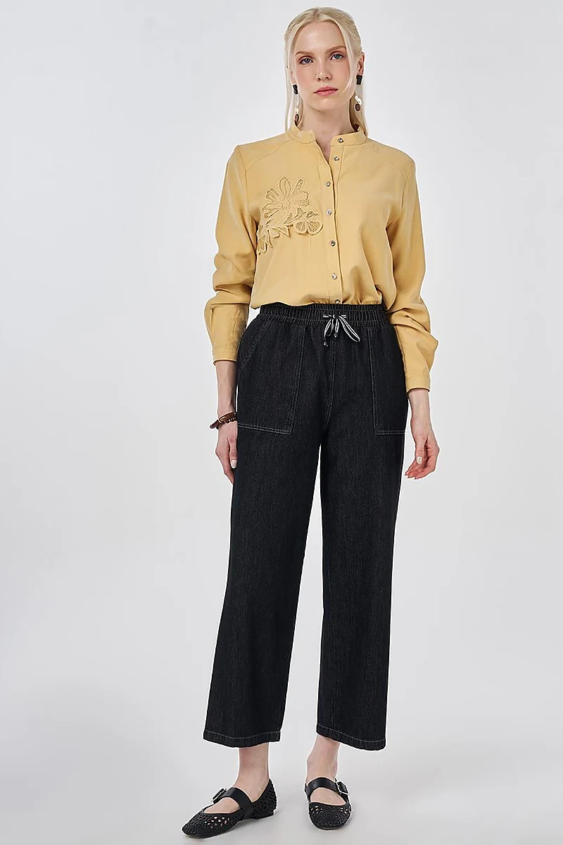 Denim Trousers with Bag Pockets Anthracite