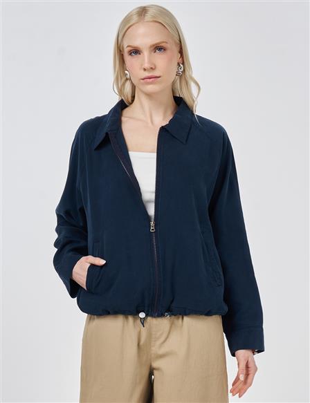 100% Lyocell Polo Collar Jacket Nude