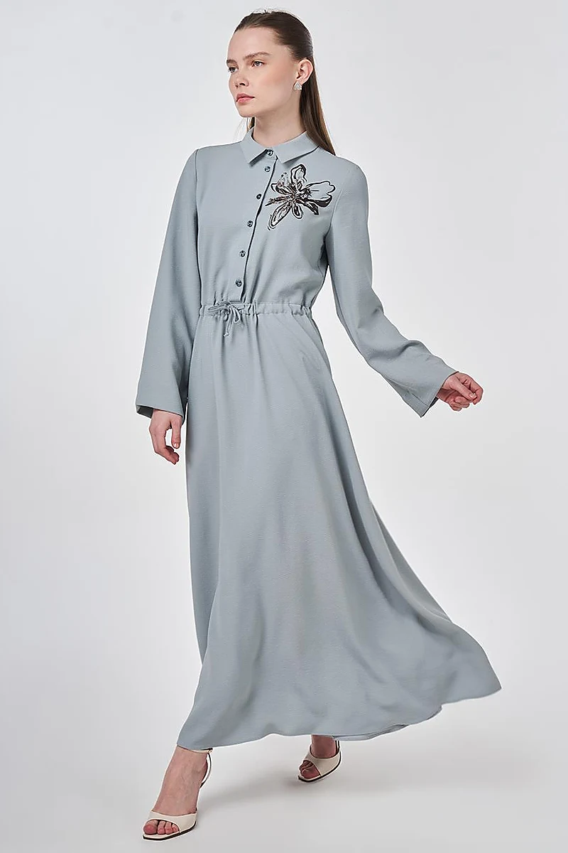 Sequined Maxi Dress Grey