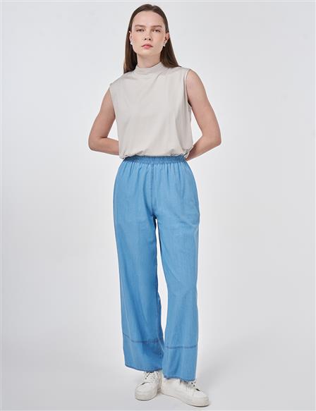 Washed Denim Pants Blue