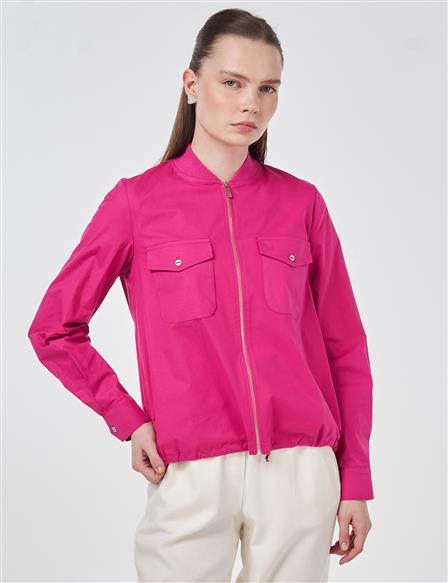 College Collar Cotton Blouse Violet