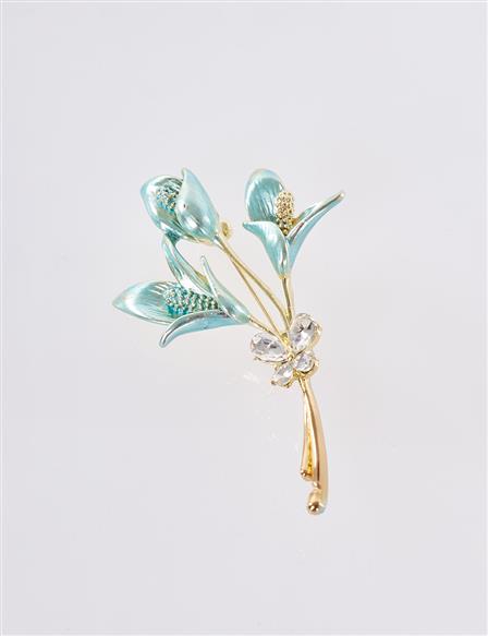 Triple Flower Figure Brooch Gold