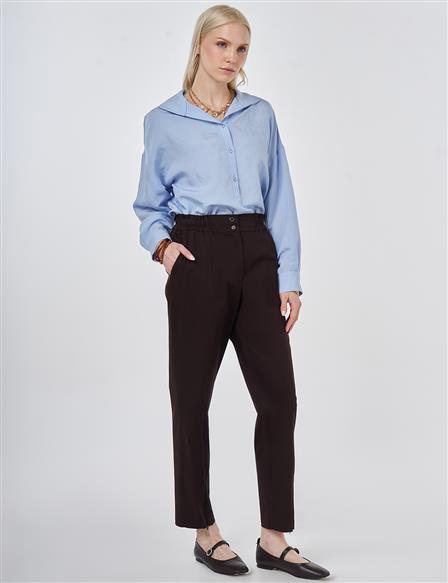 Zippered Hem Carrot Pants Dark Brown