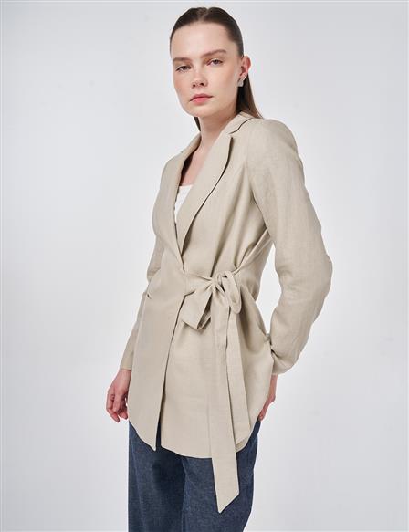 Wrap Linen Blazer Stone