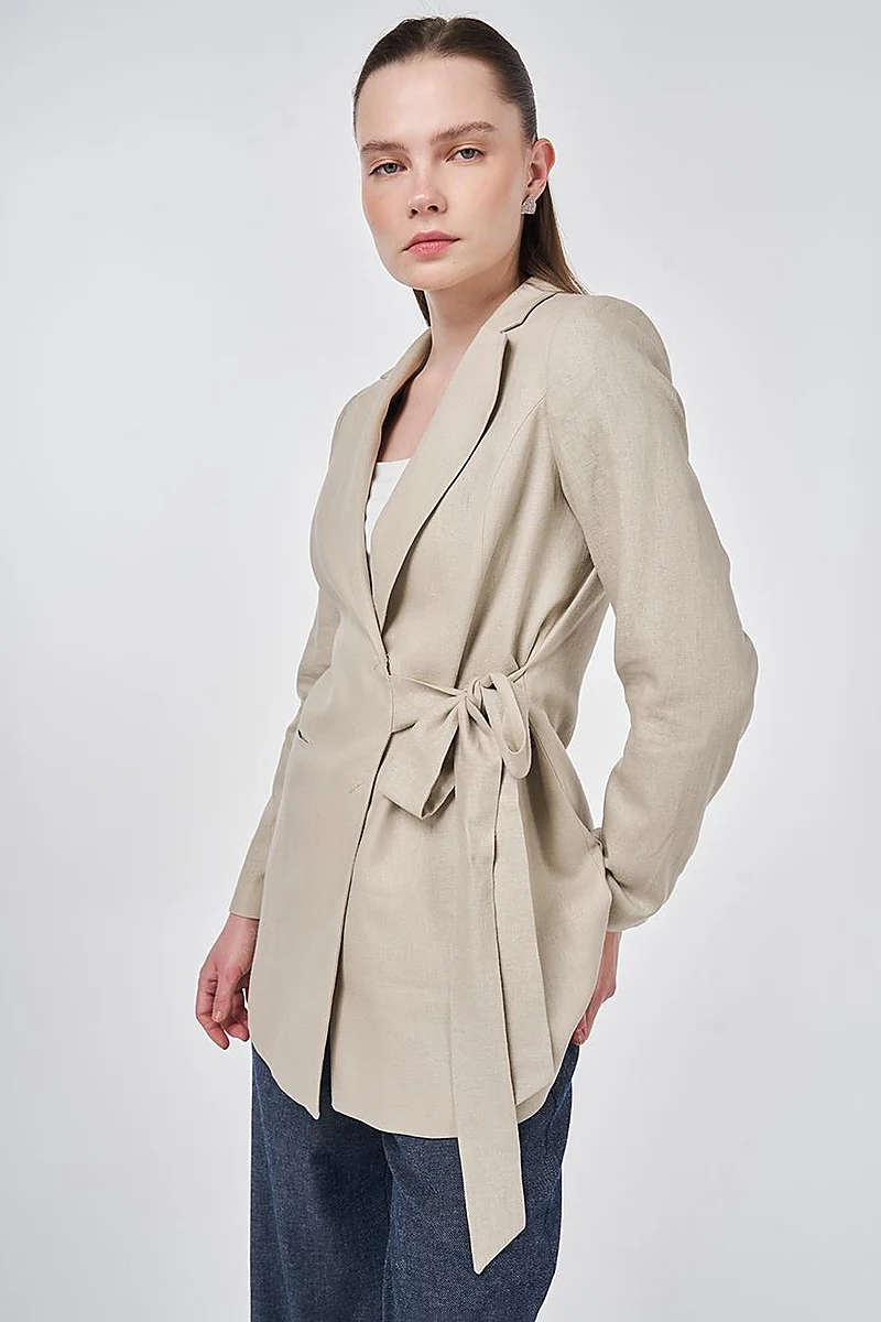 Wrap Linen Blazer Stone