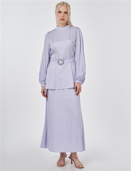 Jacquard Skirt Suit Light Lilac