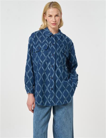 Tifsitmeli Gömlek Yaka Tunik Lacivert