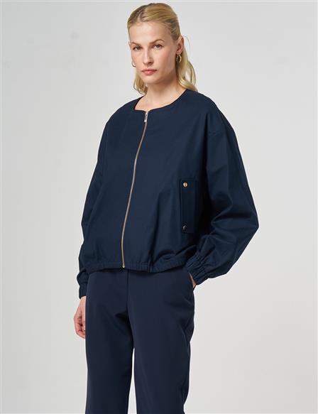 Zip-Up Bomber Jacket Dark Navy