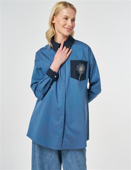 Single Pocket Cotton Tunic Indigo
