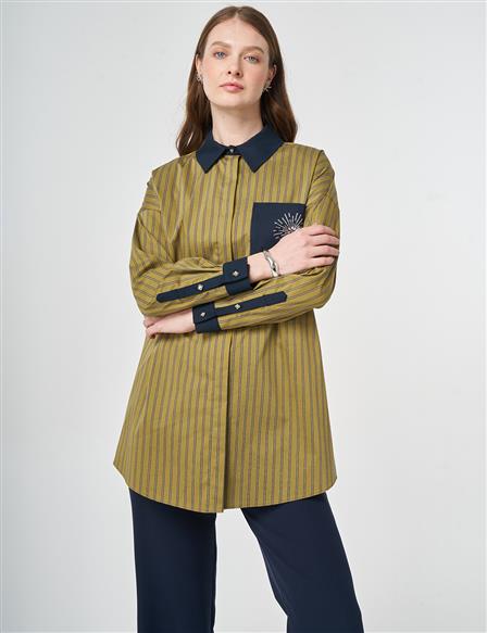 Single Pocket Cotton Tunic Mustard