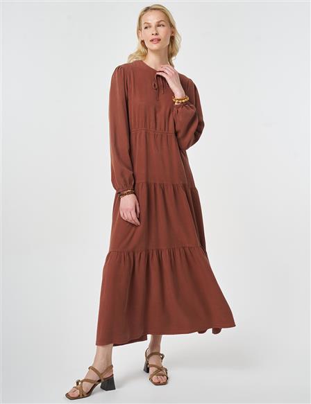 100% Lyocell Waist Detail Maxi Dress Cinnamon