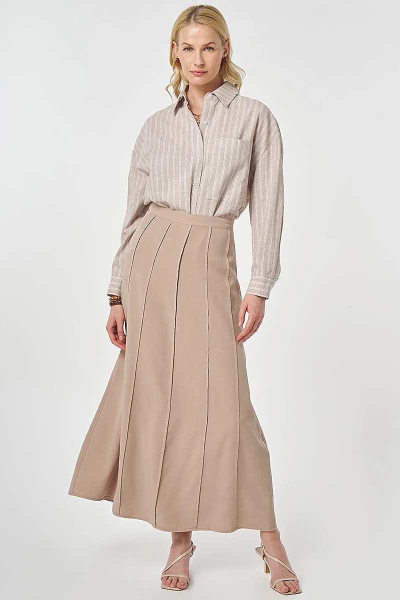 100% Lyocell Piece Stitched Skirt Nude