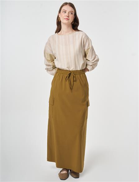 Cargo Pocket Rayon Skirt – Khaki