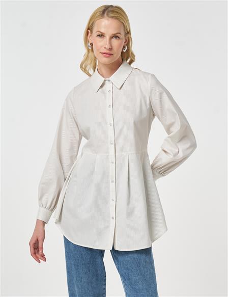 Pleated Detail Cotton Tunic Gray