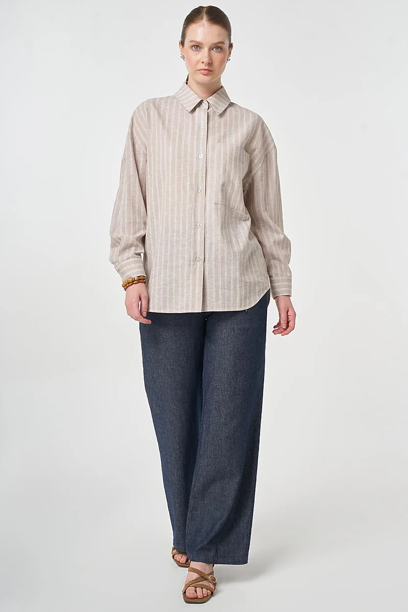 Single-Pocket Cotton Linen Tunic Mink