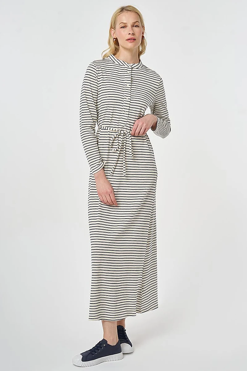 Striped Knit Dress Navy