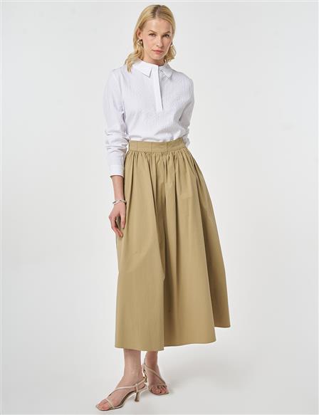 High-Waisted A-Line, Beige
