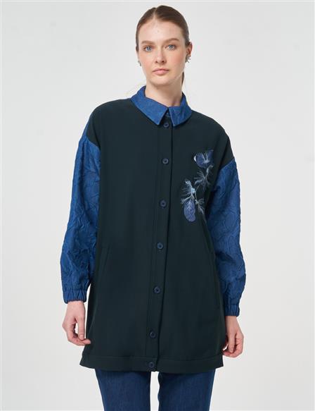 Embroidered Appliqué Jacket Dark Navy