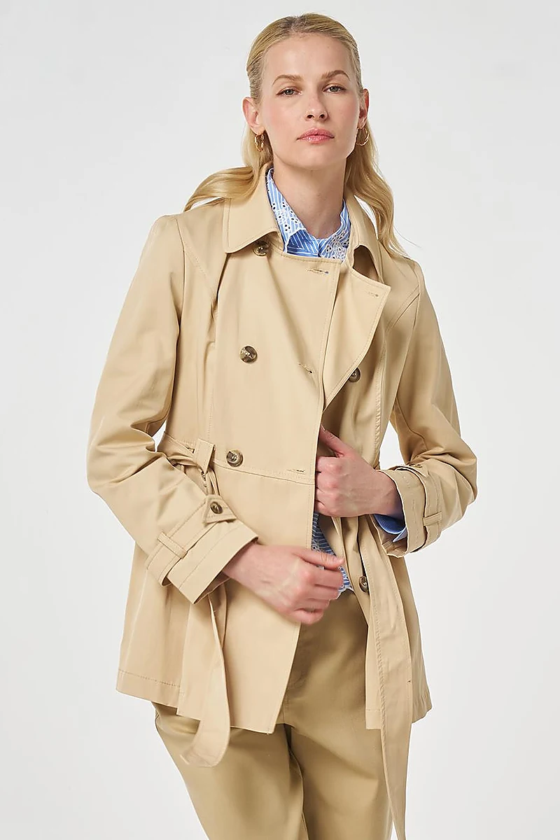 Belted Short Trench Coat, Light Yellow
