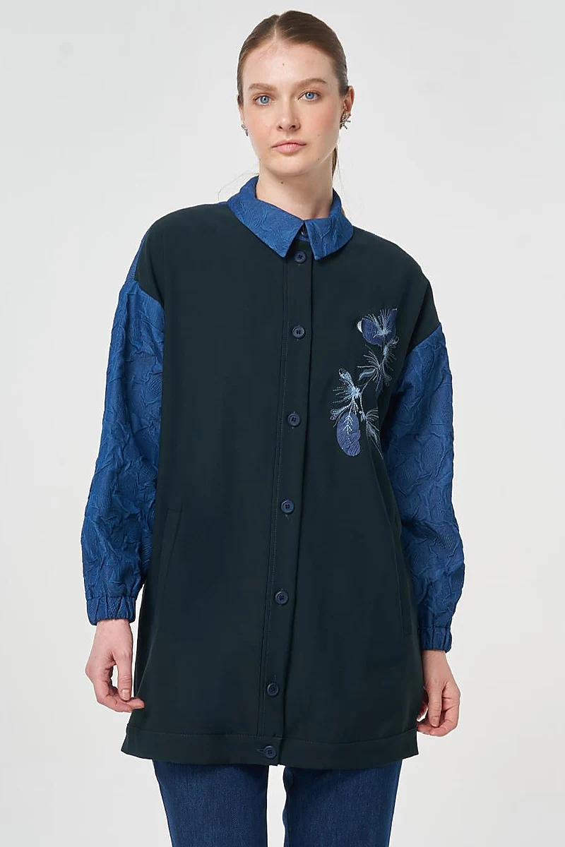 Embroidered Appliqué Jacket Dark Navy